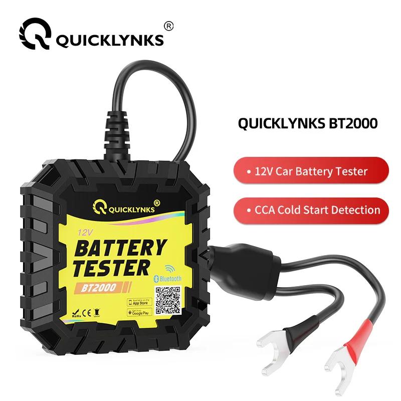 QUICKLYNKS 자동차 배터리 테스터 모니터, 무선 블루투스 자동 배터리 분석기, CCA 테스트, IOS 안드로이드용 무료 업데이트, BT2000, 12V